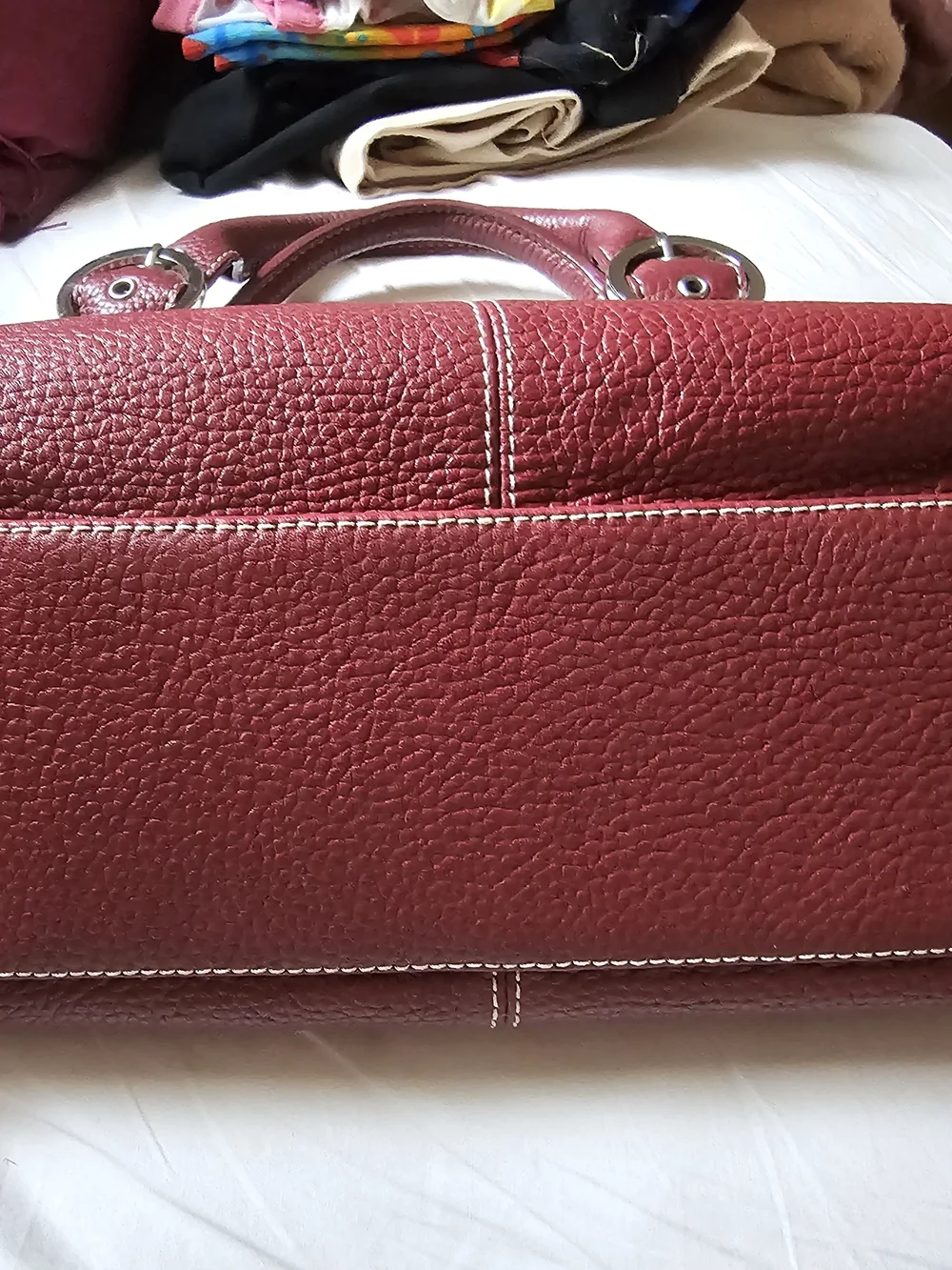 Charles David Wine Red Pebbled Leather Satchel